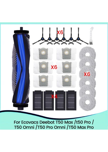 Ecovacs Deebot T50 Max / T50 Pro / T50 Omni / T50 Pro Omni / T50 Max Pro Vakum Ana Yan Fırça Filtreleri Paspas Toz Torbası (Yurt Dışından)