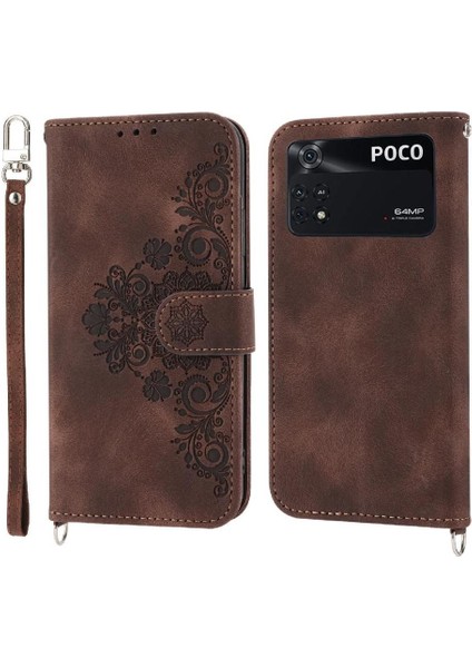 Xiaomi Poco M4 Pro 4g Çiçek 5 Kart Yuvası Tutucu Standı Kadın Erkek Gül Manyetik Cüzdan Kapaklı Koruyucu Telefon Kılıfı (Yurt Dışından) fırsatları
