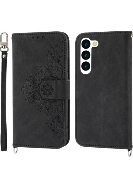 Samsung Galaxy S23 Plus Çiçek 5 Kart Yuvası Tutucu Standı Kadın Erkek Gül Manyetik Cüzdan Kapaklı Koruyucu Telefon Kılıfı (Yurt Dışından)