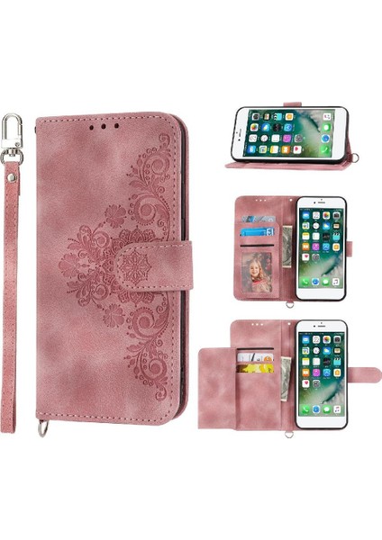 iPhone 7 Plus/8 Plus Çiçek 5 Kart Yuvası Tutucu Standı Kadın Erkek Gül Manyetik Cüzdan Kapaklı Koruyucu Telefon Kılıfı (Yurt Dışından)
