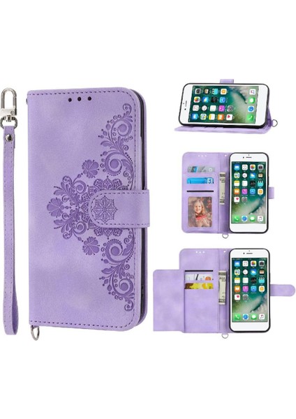 iPhone 7 Plus/8 Plus Çiçek 5 Kart Yuvası Tutucu Standı Kadın Erkek Gül Manyetik Cüzdan Kapaklı Koruyucu Telefon Kılıfı (Yurt Dışından)