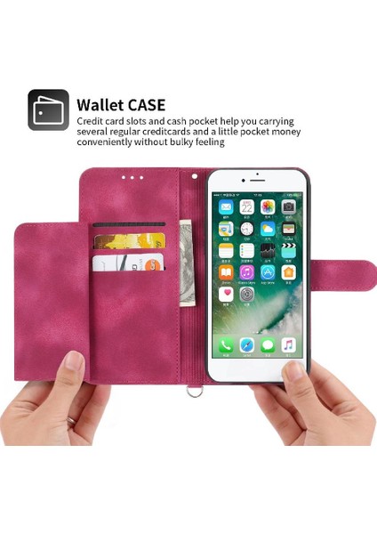 iPhone 7 Plus/8 Plus Çiçek 5 Kart Yuvası Tutucu Standı Kadın Erkek Gül Manyetik Cüzdan Kapaklı Koruyucu Telefon Kılıfı (Yurt Dışından)