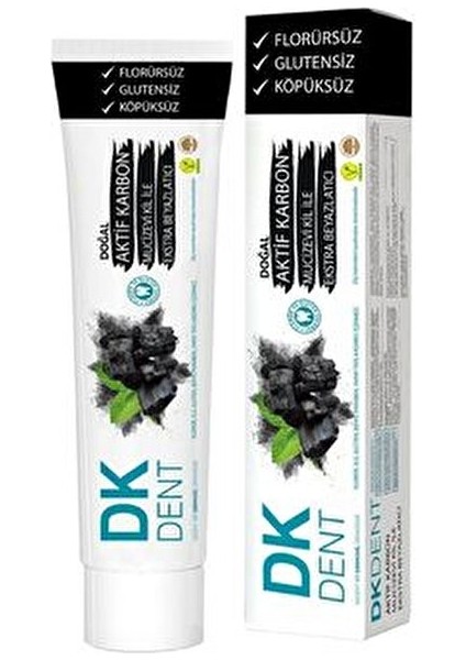 DKDENT Aktif Karbonlu Diş Macunu Nane Aromalı Glütensiz 75 ml