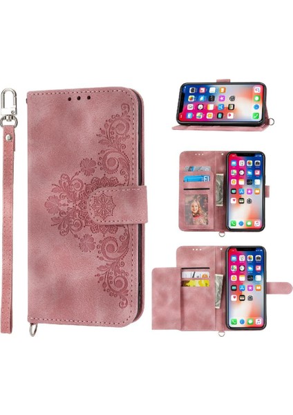 iPhone X/xs Çiçek 5 Kart Yuvası Tutucu Standı Kadın Erkek Gül Manyetik Cüzdan Kapaklı Koruyucu Telefon Kılıfı (Yurt Dışından)