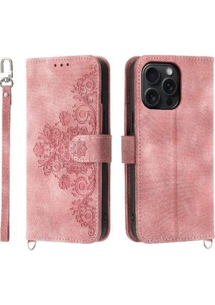 iPhone 15 Pro Max Çiçek 5 Kart Yuvası Tutucu Standı Kadın Erkek Gül Manyetik Cüzdan Kapaklı Koruyucu Telefon Kılıfı (Yurt Dışından)