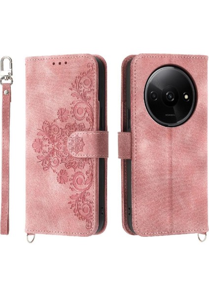 Xiaomi Redmi A3 Çiçek 5 Kart Yuvası Tutucu Standı Kadın Erkek Gül Manyetik Cüzdan Kapaklı Koruyucu Telefon Kılıfı (Yurt Dışından)