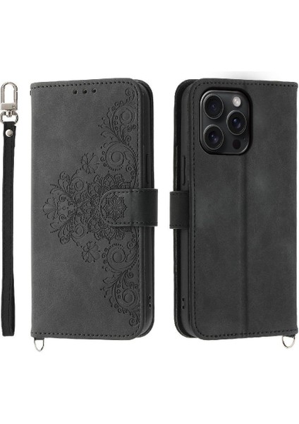 iPhone 15 Pro Max Çiçek 5 Kart Yuvası Tutucu Standı Kadın Erkek Gül Manyetik Cüzdan Kapaklı Koruyucu Telefon Kılıfı (Yurt Dışından)