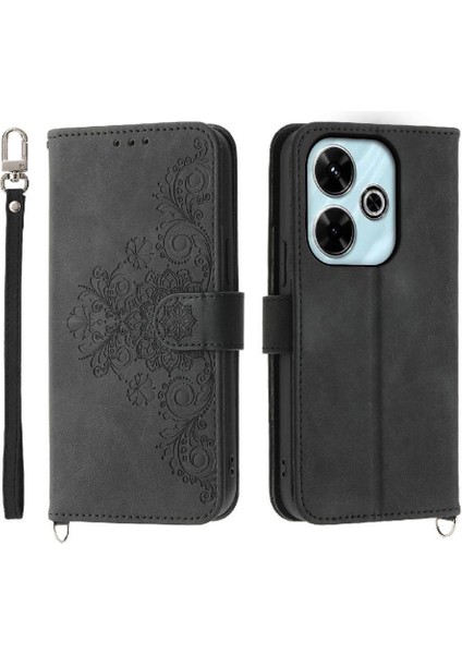Xiaomi Redmi 13 4g Çiçek 5 Kart Yuvası Tutucu Standı Kadın Erkek Gül Manyetik Cüzdan Kapaklı Koruyucu Telefon Kılıfı (Yurt Dışından)