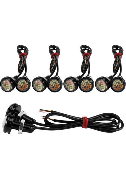 10 Adet 12V 23MM Çift Renkli Switchback 4014 Smd 12 LED Drl Eagle Eye Gündüz Farı Araba Motor Dönüş Işıkları (Yurt Dışından)