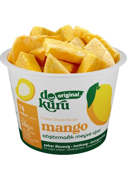 Original Mango Atıştırmalık Meyve Cipsi - Dondurularak Kurutulmuş Mango - Freeze Dried Mango
