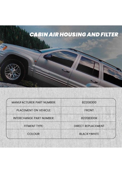Kabin Hava Muhafazası ve Filtre Kiti 82208300 Jeep Grand Cherokee 1999-2010 Için Uygundur (Yurt Dışından) fırsatları