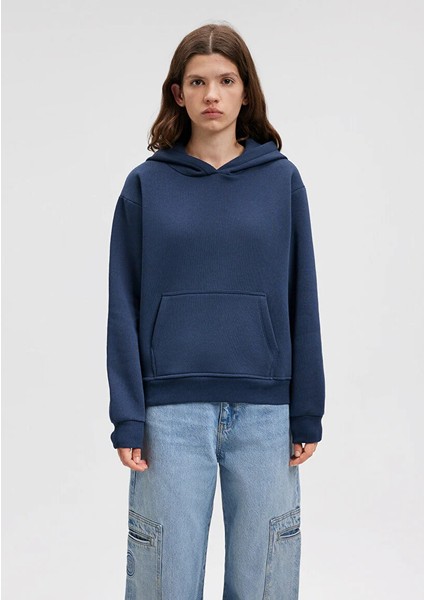 Kapüşonlu Lacivert Basic Sweatshirt 167299-70488