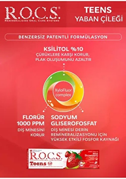 Teen Yaban Çileği Diş Macunu SLS İçermez 75 ml Çocuklar İçin Özel Formül indirimleri