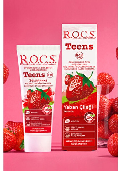Teen Yaban Çileği Diş Macunu SLS İçermez 75 ml Çocuklar İçin Özel Formül