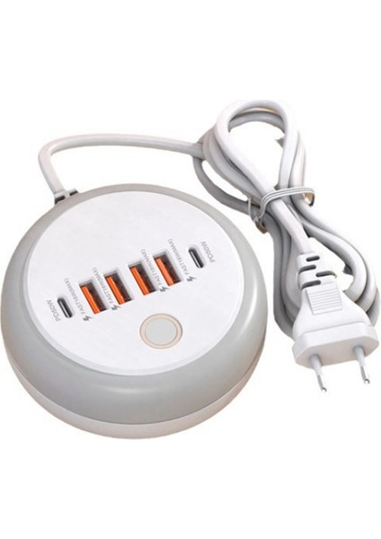 Yuvarlak PD20W Takım Şarj Cihazı A+C Çok Portlu Akıllı Hızlı Şarj Cihazı Dokunmatik Led/doldurma Işığı ile Ingiltere Fişi (Yurt Dışından)