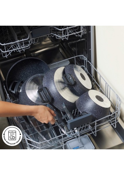 Bio Granit Blue Stone 9 Parça Tencere Seti