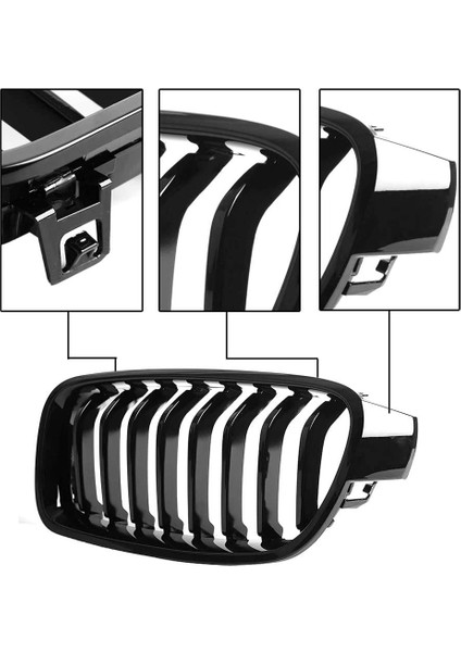 Bmw 3 Serisi F30 F31 F35 2012-2018 Ön Böbrek Izgarası (Tek Çıtalı Parlak Siyah Izgara, 2 Parçalı Set) (Yurt Dışından) fırsatları