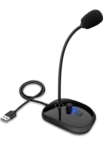 Bilgisayarda, Dizüstü Bilgisayarda Yayın Yapmak Için Ses Kontrolü ve Sessize Alma Düğmesi Olan Çok Yönlü USB Kaz Boynu Mikrofonu Tak ve Çalıştır (Yurt Dışından)