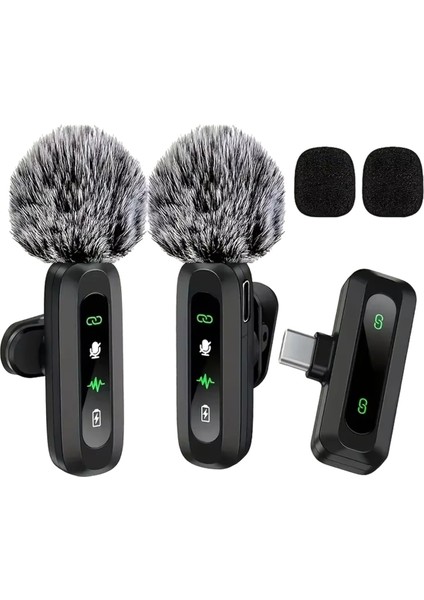 J3 Kablosuz Yaka Mikrofonu USB Type-C Konnektörlü Gürültü Önleyici Mikrofon Akışı Için Tek Yönlü Polar Desen A (Yurt Dışından)