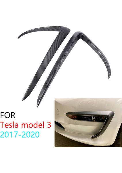 Tesla Model 3 2017-2020 Için Mat Karbon Fiber Ön Kanat Kaplaması Ön Tampon Dudak Ayırıcı Sis Farı Kaplaması (Yurt Dışından)