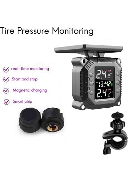 Kablosuz Motosiklet Tpms Lastik Basıncı Izleme Sistemi Güneş Enerjili Harici Sensör Sıcaklık Monitörü Su Geçirmez C Tipi (Yurt Dışından) modelleri