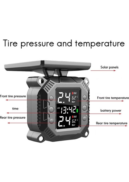 Kablosuz Motosiklet Tpms Lastik Basıncı Izleme Sistemi Güneş Enerjili Harici Sensör Sıcaklık Monitörü Su Geçirmez C Tipi (Yurt Dışından) fırsatları