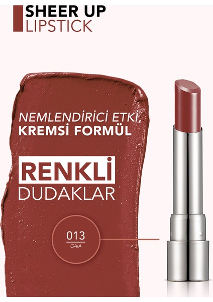 Sheer Up Yarı Saydam Renk Veren Nemlendirici Stick Parlak Ruj (013 Gaia) 8682536012119 fırsatları