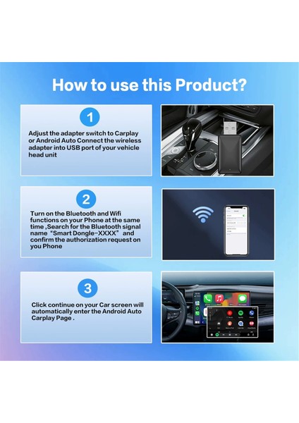 Wifi6 Desteği Yeni Adaptör Carplay Android Auto Box Dongle, Çoğu Araç Usb-A Tak ve Çalıştır Için Kabloludan Kablosuza Uygun (Yurt Dışından) indirimleri