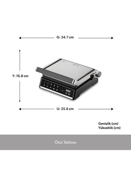 Grilliant 1341H Inox Gövdeli, Döküm Plakalı, 5 Programlı, Led Ekranlı Tost ve Izgara Makinesi modelleri