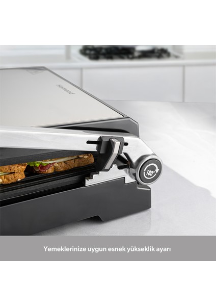 Grilliant 1341H Inox Gövdeli, Döküm Plakalı, 5 Programlı, Led Ekranlı Tost ve Izgara Makinesi fırsatları