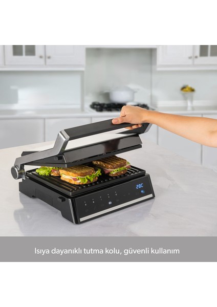 Grilliant 1341H Inox Gövdeli, Döküm Plakalı, 5 Programlı, Led Ekranlı Tost ve Izgara Makinesi indirimleri
