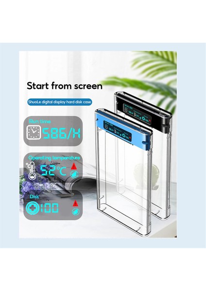 Shuole Usb3.2 Harici HDD Kutusu 5 Gbps 2,5 Inç Şeffaf Kasa Sabit Disk Muhafazası Sata HDD SSD Depolama Kutusu Dizüstü Bilgisayar B Için (Yurt Dışından)