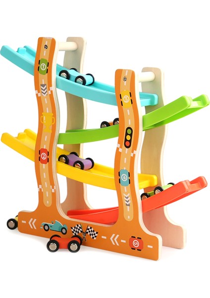 Ahşap Yarış Kaydırağı Arabaları Parkur Oyuncakları Süzülen Merdiven Araçları Kendin Yap Eğitim Noel Doğum Günü Hediyeleri Çocuklar Için Erkek Çocuklar Için (Yurt Dışından)