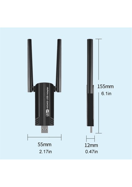 Wifi 6e AX5400 USB Adaptörü Kablosuz Wifi Kartı Üç Bantlı 2.4g/5g/6ghz 5400MBPS USB WIFI6E Adaptörü WIN10 ve WIN11 Için (Yurt Dışından)