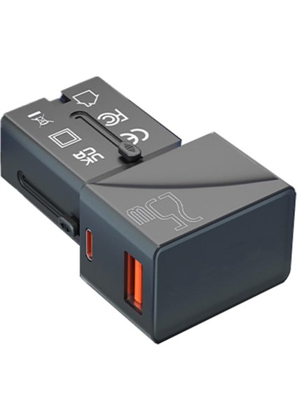 Abd, Ab, Ingiltere, Avustralya ve Avustralya Seyahatleri Için 1 Usb-A Qc 3.0 18W ve 1 Type C Pd 25W Hızlı Şarj Cihazı ile Evrensel Seyahat Adaptörü Güç Adaptörü (Yurt Dışından)