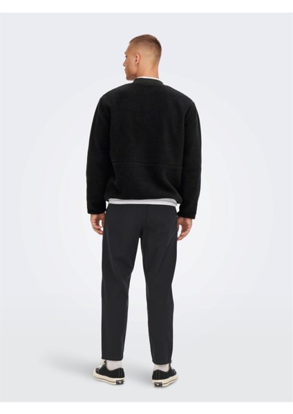 Onssawyer Fleece Bomber Otw Erkek Polar Ceket 22022674-BLACK Siyah