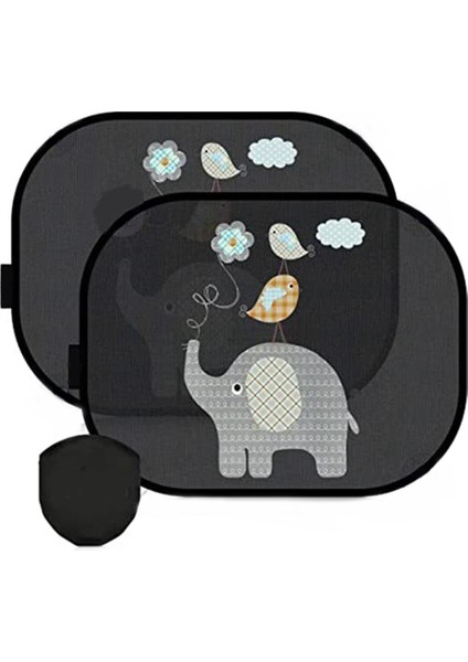 Uv Korumalı Bebek Araba Güneşliği, Sevimli Hayvan Motifli Çocuklar Için Araba Pencere Güneşliği, 44 x 36 Cm, 2'li Set (Yurt Dışından)