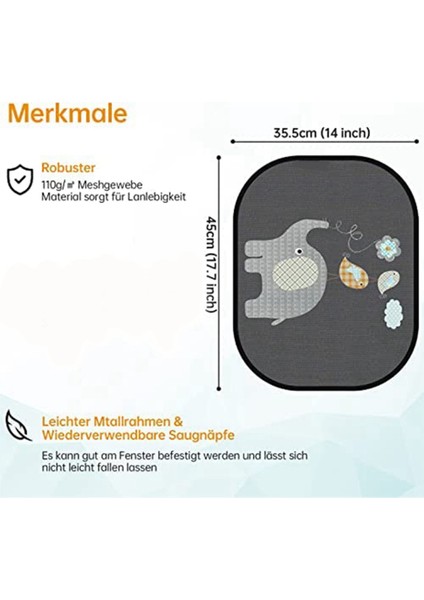 Uv Korumalı Bebek Araba Güneşliği, Sevimli Hayvan Motifli Çocuklar Için Araba Pencere Güneşliği, 44 x 36 Cm, 2'li Set (Yurt Dışından) fırsatları