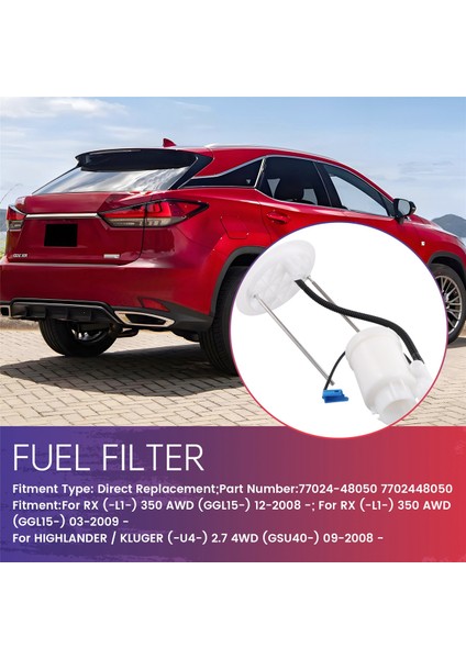 Benzin Filtresi Izgara Yakıt Filtresi 77024-48050 Toyota Hıghlander/kluger 2007- Lexus Rx 350 Awd 2008-2015 (Yurt Dışından) fırsatları