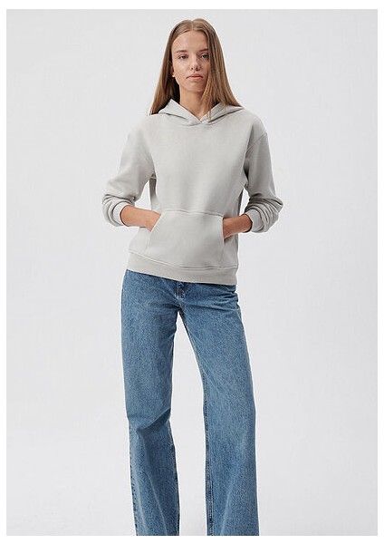Kapüşonlu Gri Basic Sweatshirt 167299-70074