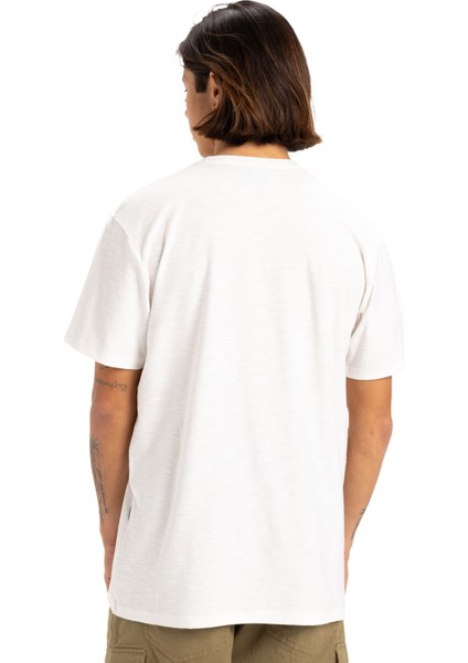 SLUB ROUNDNECK Beyaz Erkek Kısa Kol Gömlek