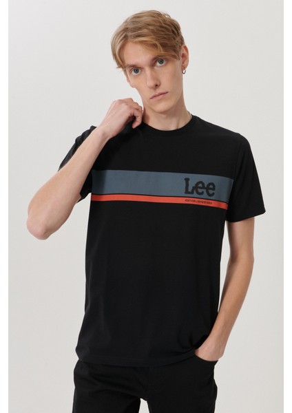 Erkek Siyah Regular Fit Bisiklet Yaka T-Shirt