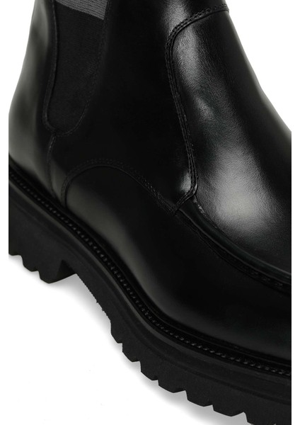 Erkek Klasik Bot Deri Malzeme ile Siyah Renk 2024 Kış Sezonuna Özel