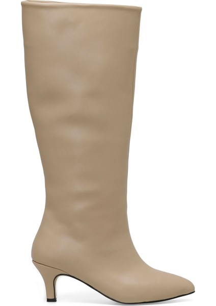 HELLY 3PR Krem Kadın Topuklu Çizme