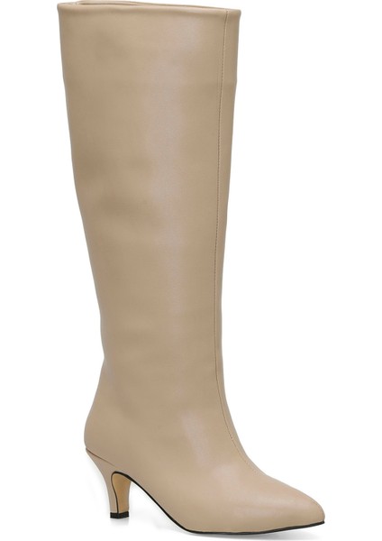 HELLY 3PR Krem Kadın Topuklu Çizme