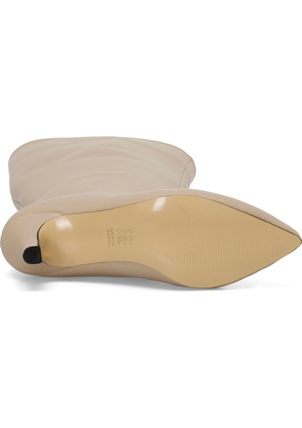 HELLY 3PR Krem Kadın Topuklu Çizme