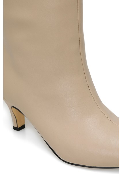 HELLY 3PR Krem Kadın Topuklu Çizme