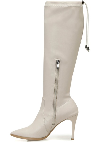 Enjoy 3pr Bej Kadın Topuklu Çizme