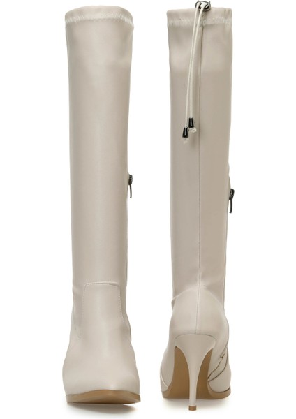 Enjoy 3pr Bej Kadın Topuklu Çizme