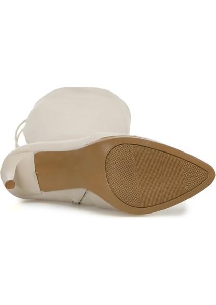 Enjoy 3pr Bej Kadın Topuklu Çizme